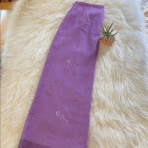 Ann Taylor Lined Linen Skirt w/ Embroidered Detail